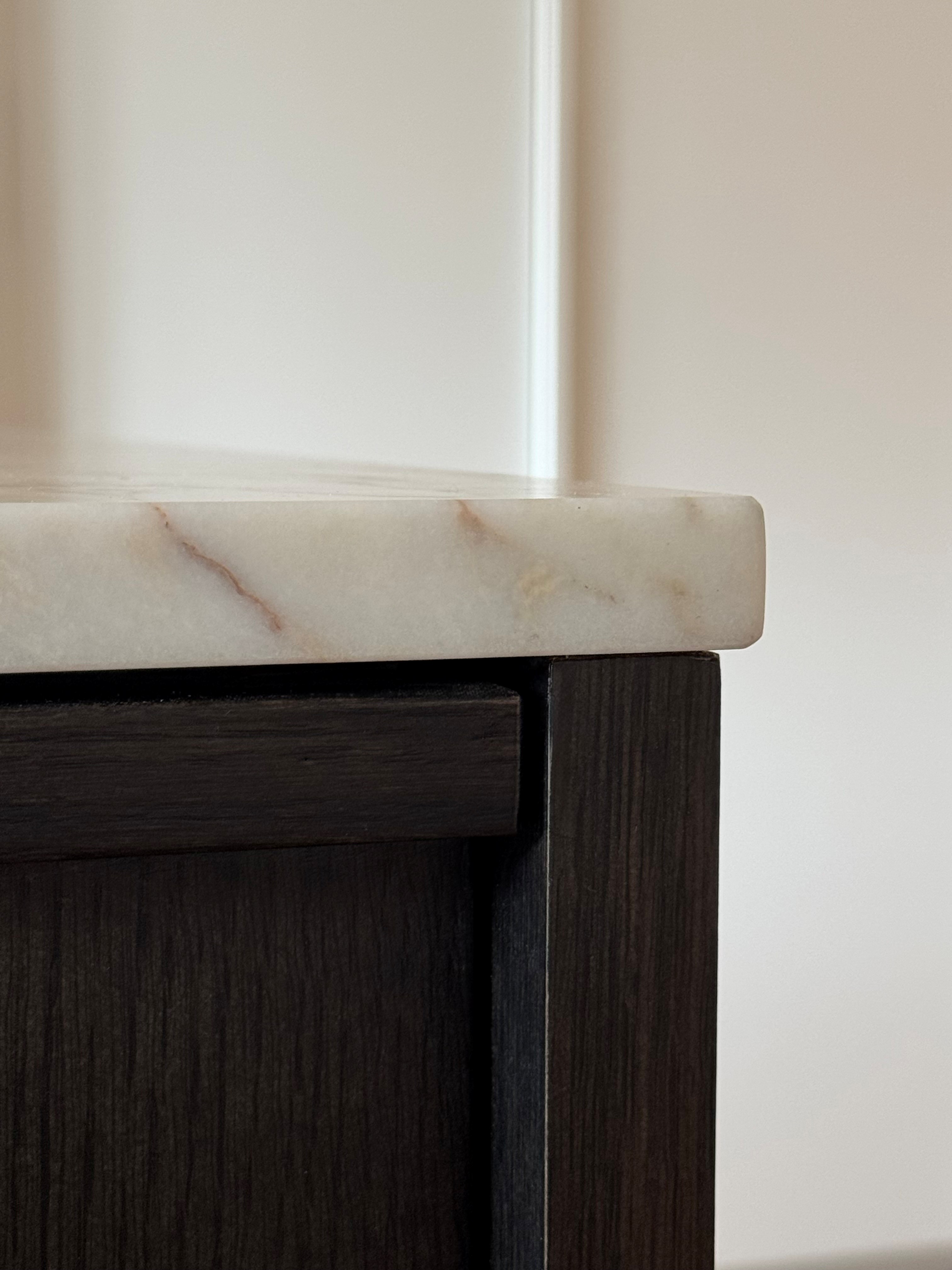 Carbon-stained oak millwork